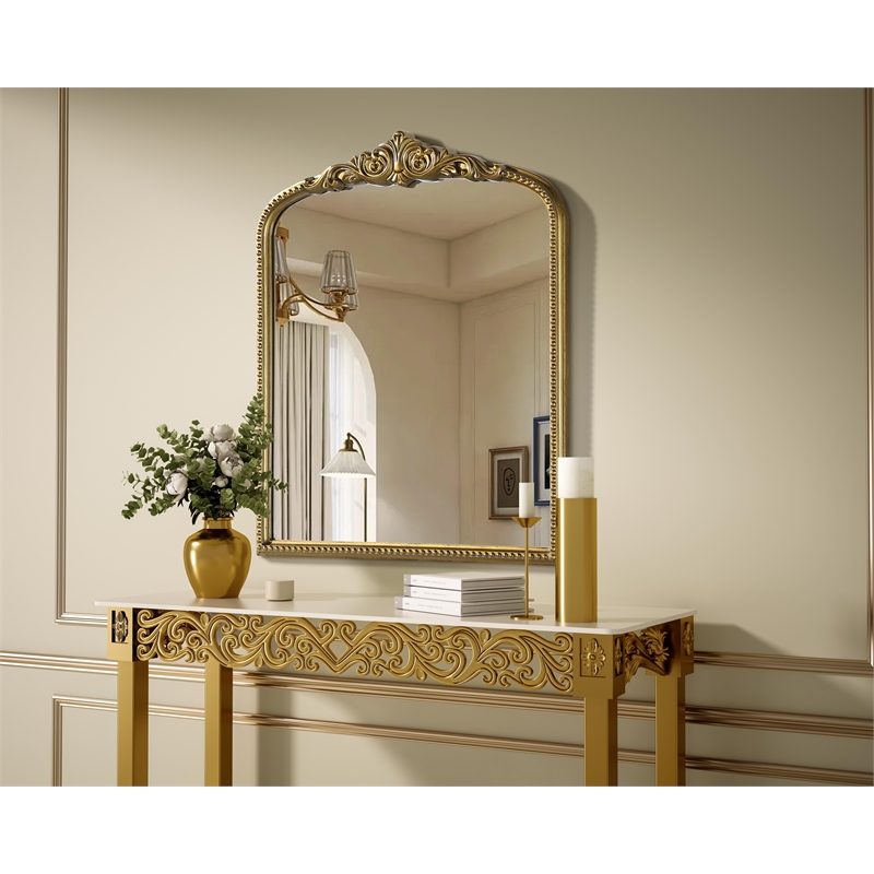 Elegant Decor Naomi Vintage Resin Mirror 30X36 in Antique Brass