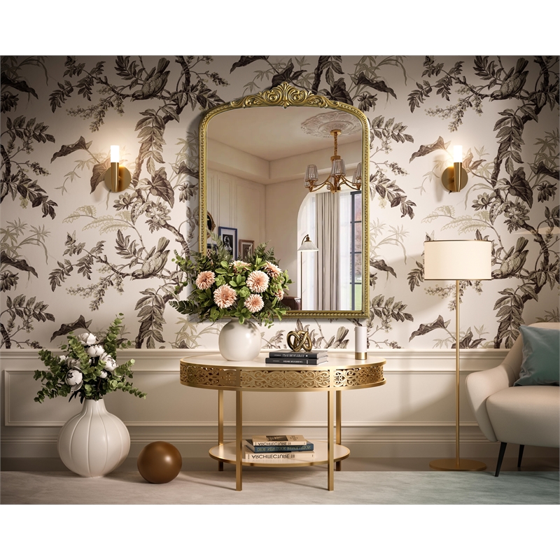 Elegant Decor Naomi Vintage Resin Mirror 30X42 in Antique Brass