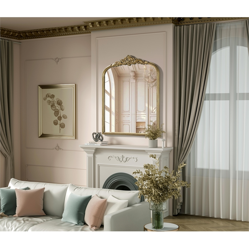 Elegant Decor Naomi Vintage Resin Mirror 36X42 in Antique Brass