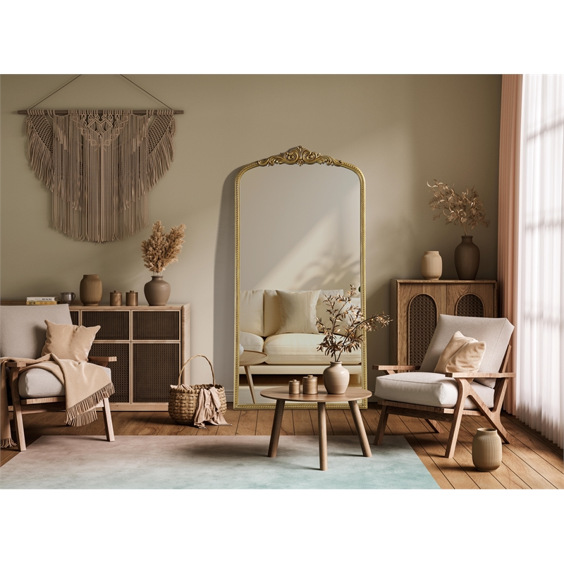 Elegant Decor Naomi Vintage Resin Mirror 36X72 in Antique Brass
