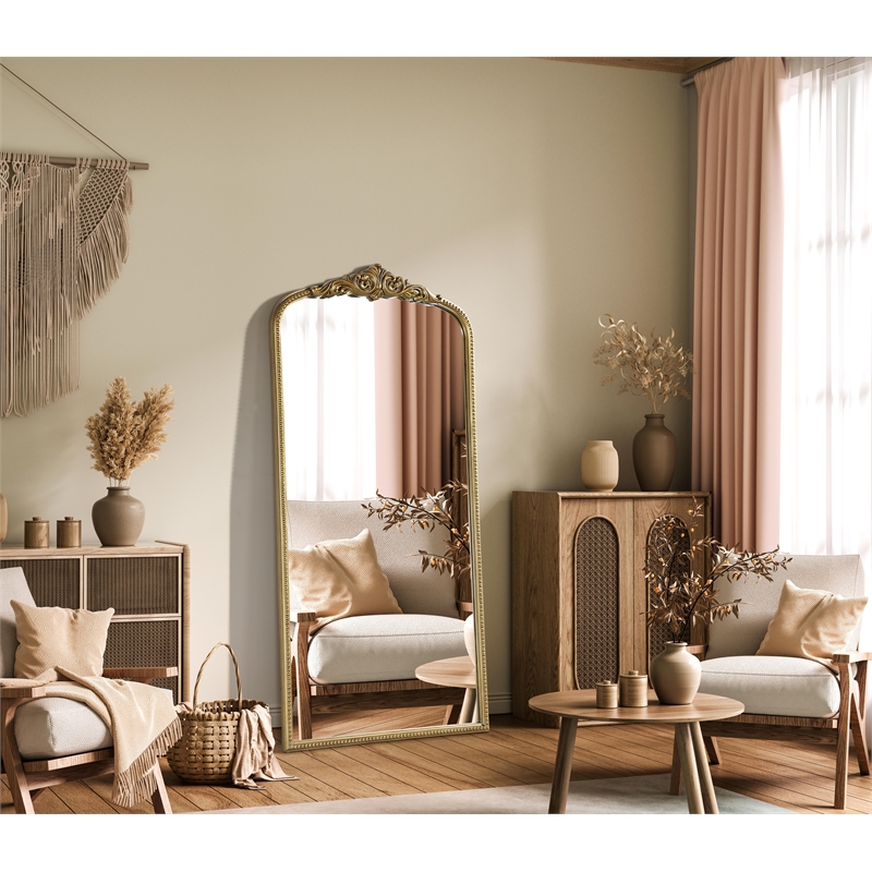 Elegant Decor Naomi Vintage Resin Mirror 36X72 in Antique Brass