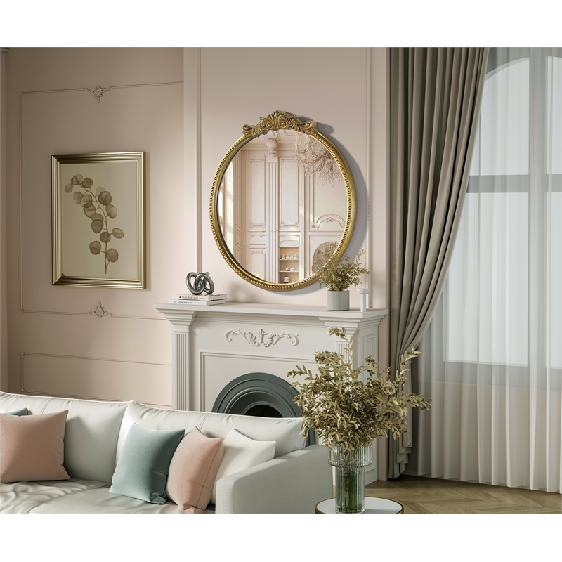 Elegant Decor Naomi Vintage Resin Mirror 30X32 in Antique Brass