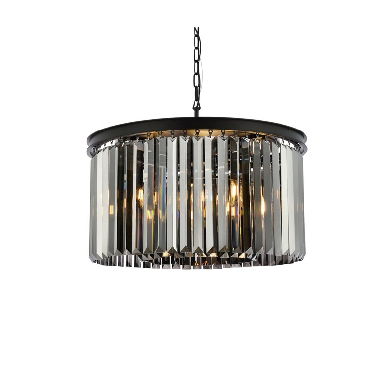 Urban Classic Sydney 8-Light Metal Royal Cut Chandelier in Matte Black Finish