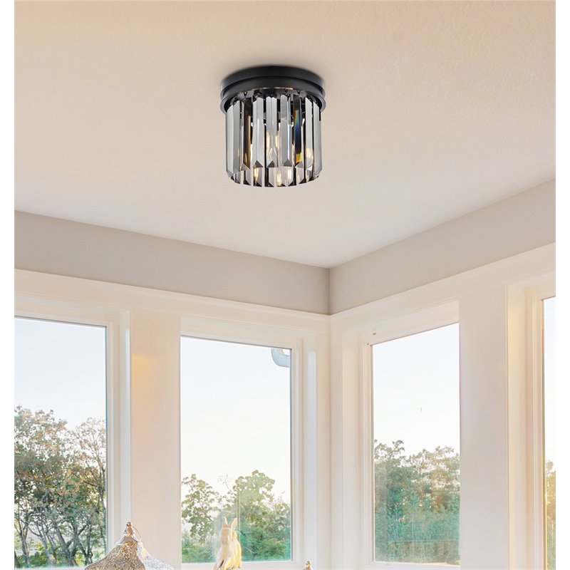 Urban Classic Sydney 3-Light Metal Royal Cut Flush Mount in Matte Black Finish