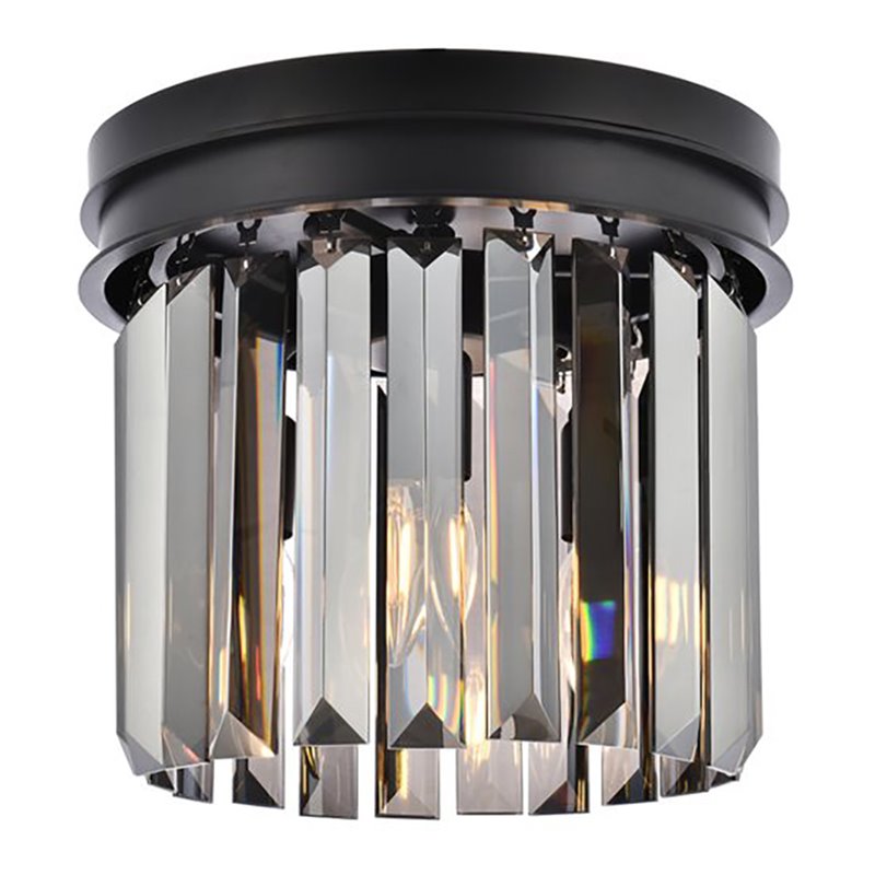 Urban Classic Sydney 3-Light Metal Royal Cut Flush Mount in Matte Black Finish