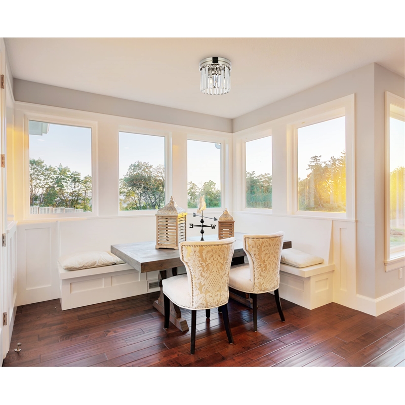 Urban Classic Sydney 3-Light Metal Royal Cut Flush Mount in Nickel