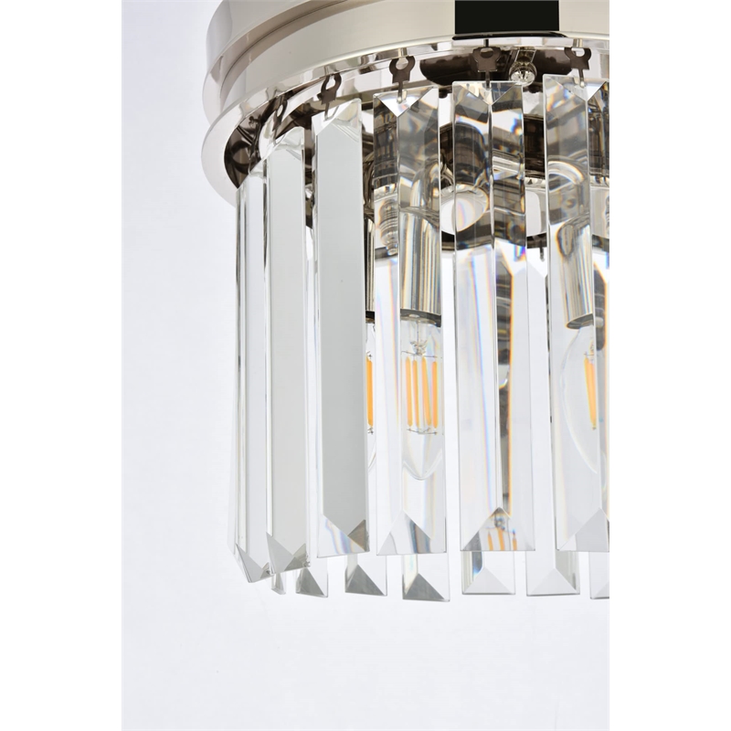 Urban Classic Sydney 3-Light Metal Royal Cut Flush Mount in Nickel