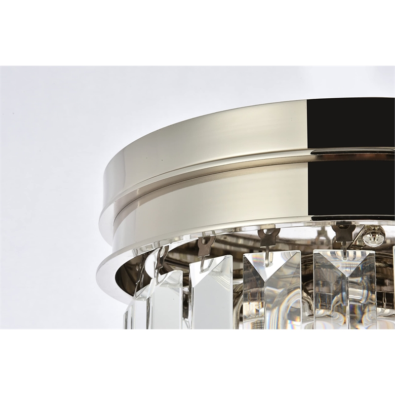 Urban Classic Sydney 3-Light Metal Royal Cut Flush Mount in Nickel