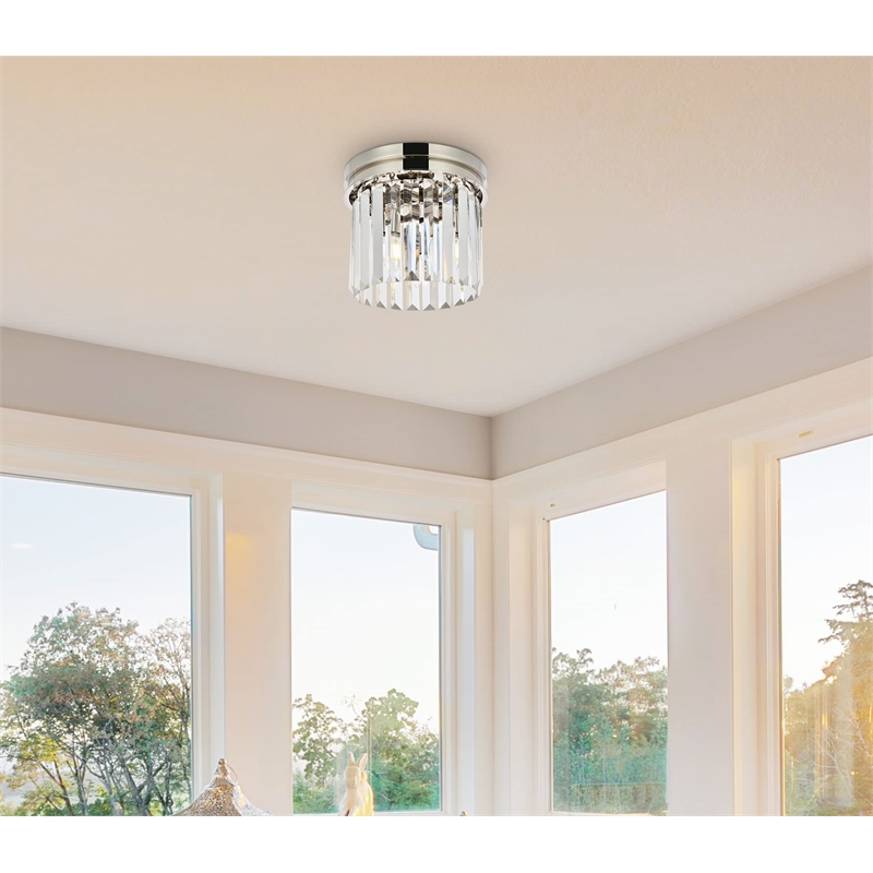 Urban Classic Sydney 3-Light Metal Royal Cut Flush Mount in Nickel