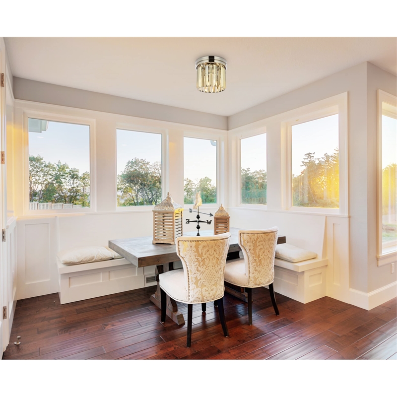 Urban Classic Sydney 3-Light Metal Royal Cut Flush Mount in Nickel Finish