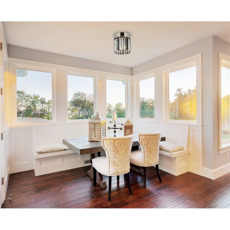 Urban Classic Sydney 3-Light Metal Royal Cut Flush Mount in Polished Nickel