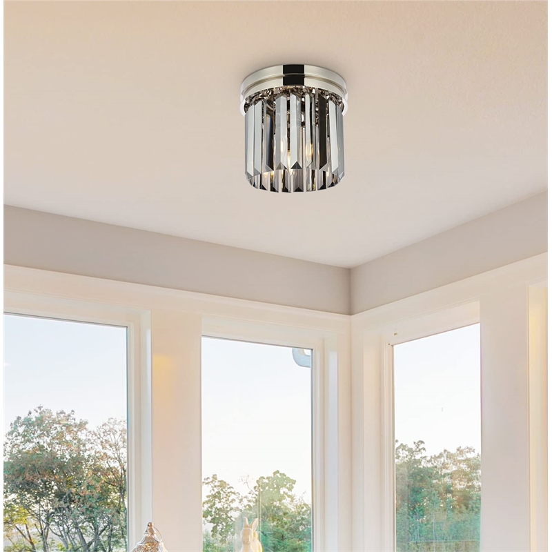 Urban Classic Sydney 3-Light Metal Royal Cut Flush Mount in Polished Nickel