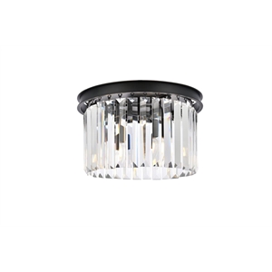 Urban Classic Sydney 3-Light Metal Royal Cut Flush Mount in Matte Black