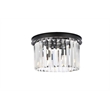 Urban Classic Sydney 3-Light Metal Royal Cut Flush Mount in Matte Black