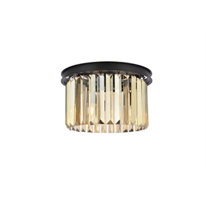 Urban Classic Sydney 3-Light Metal Royal Cut Flush Mount in Matte Black