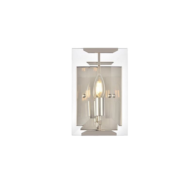 Urban Classic Monaco 1-Light Metal Crystal Wall Sconce in Polished Nickel