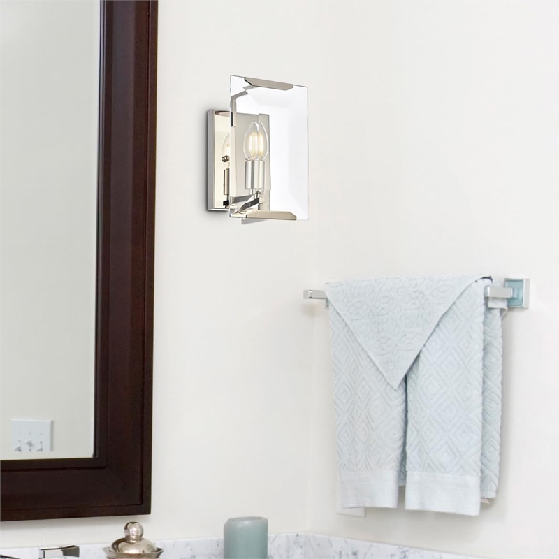 Urban Classic Monaco 1-Light Metal Crystal Wall Sconce in Polished Nickel