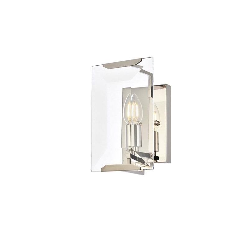 Urban Classic Monaco 1-Light Metal Crystal Wall Sconce in Polished Nickel