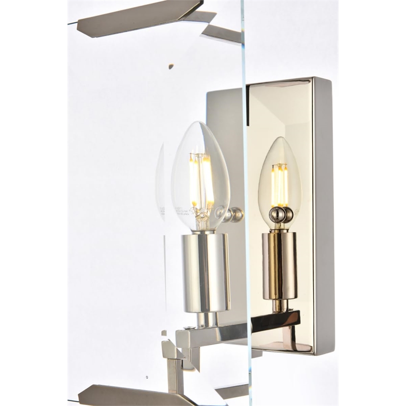 Urban Classic Monaco 1-Light Metal Crystal Wall Sconce in Polished Nickel