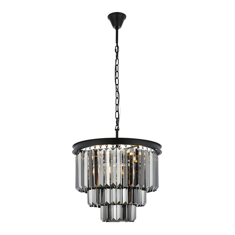 Urban Classic Sydney 9-Light Metal Royal Cut Chandelier - Matte Black Finish