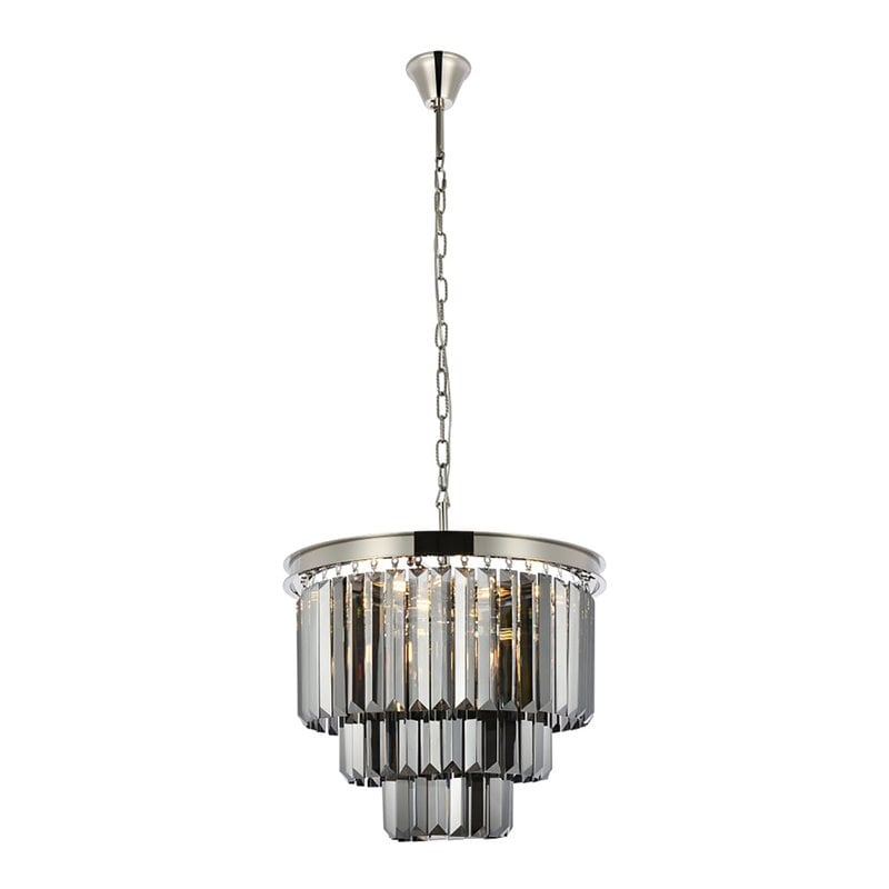 Urban Classic Sydney 9-Light Metal Royal Cut Chandelier in Nickel
