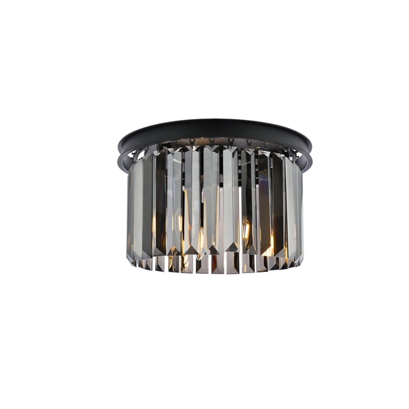 Urban Classic Sydney 3-Light Metal Royal Cut Flush Mount in Black