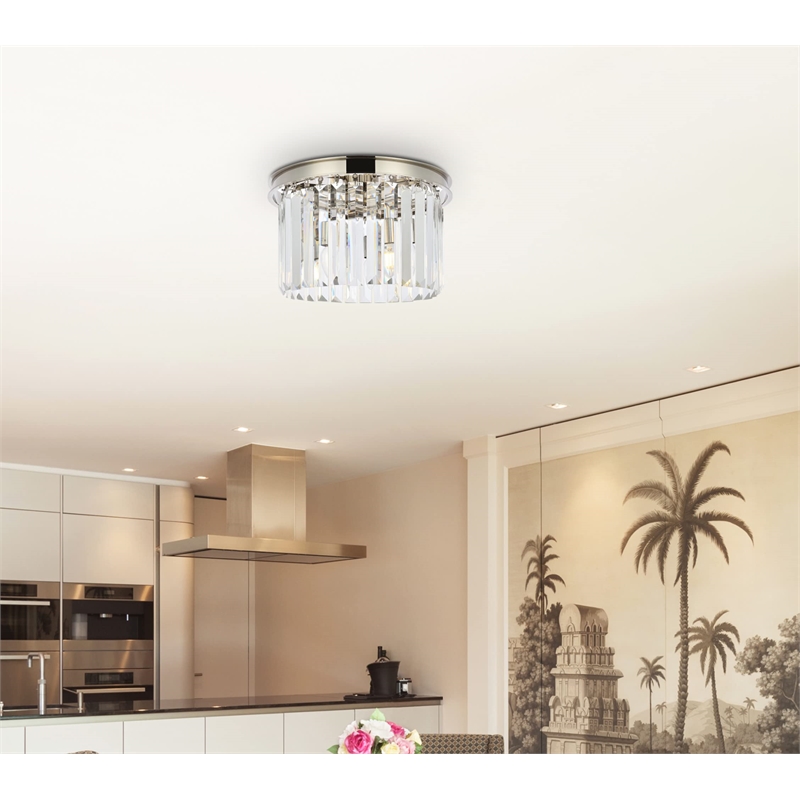 Urban Classic Sydney 3-Light Metal Royal Cut Flush Mount - Nickel Finish