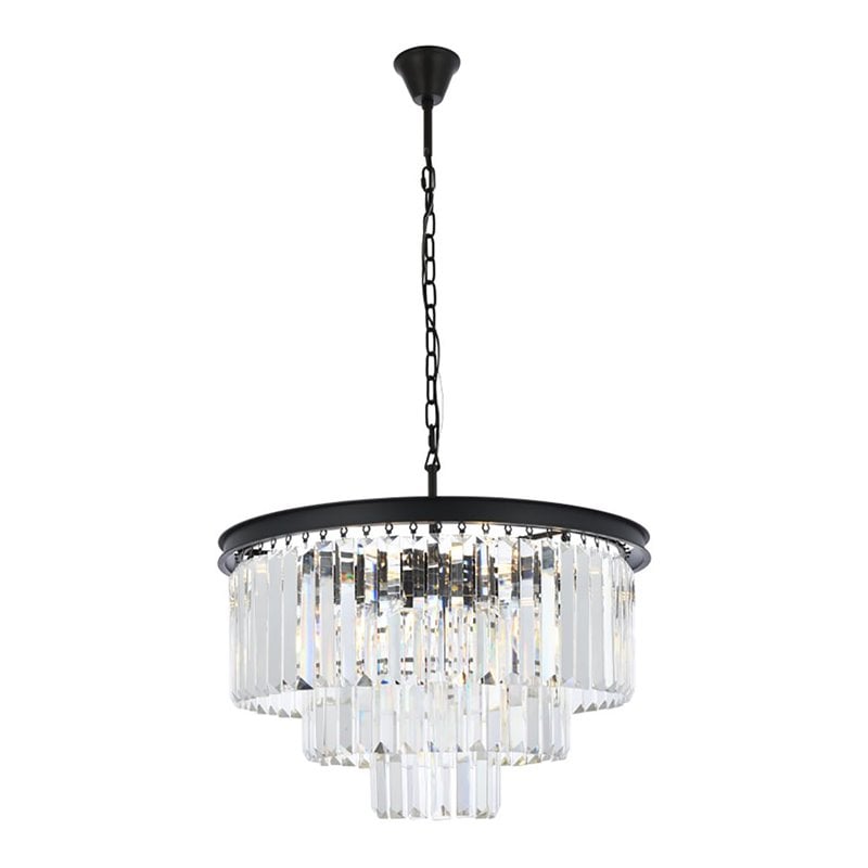 Urban Classic Sydney 9-Light Metal Royal Cut Chandelier in Matte Black