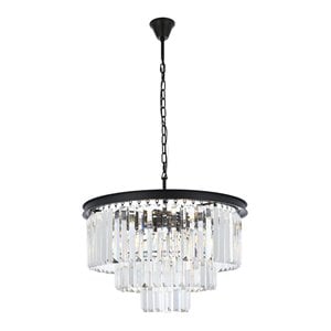Urban Classic Sydney 9-Light Metal Royal Cut Chandelier in Matte Black