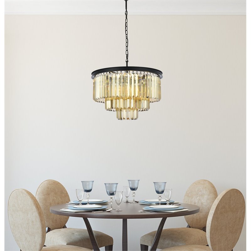 Urban Classic Sydney 9-Light Metal Royal Cut Chandelier in Matte Black