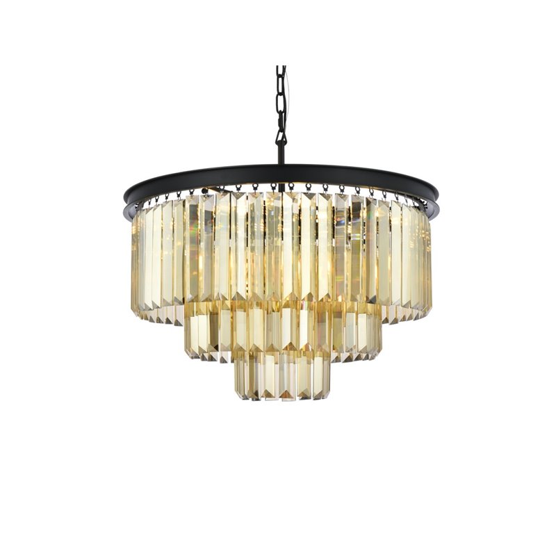 Urban Classic Sydney 9-Light Metal Royal Cut Chandelier in Matte Black