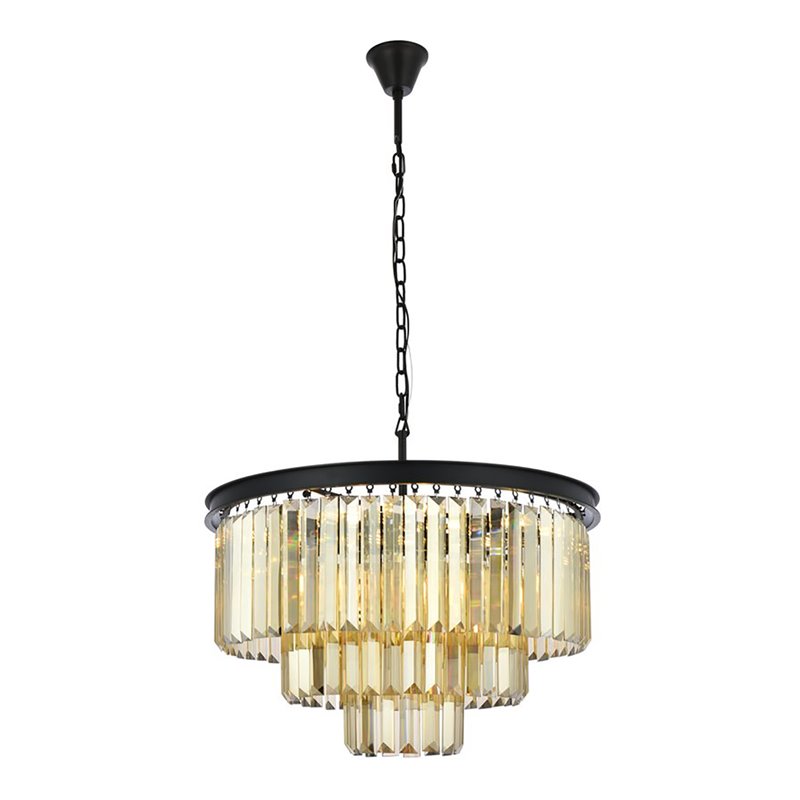 Urban Classic Sydney 9-Light Metal Royal Cut Chandelier in Matte Black