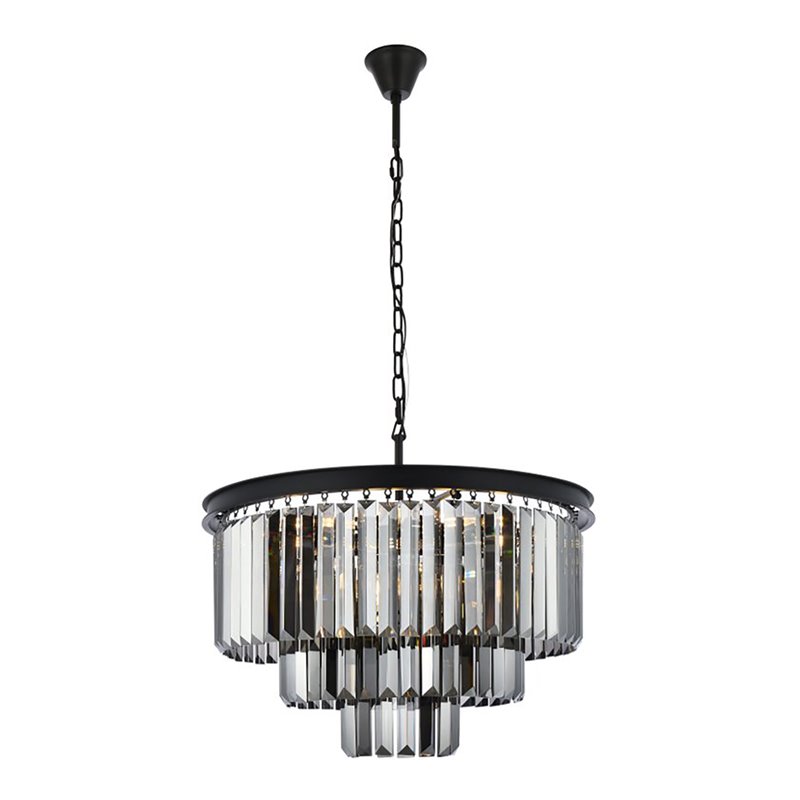 Urban Classic Sydney 9-Light Metal Royal Cut Chandelier in Matte Black Finish