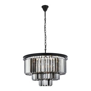 Urban Classic Sydney 9-Light Metal Royal Cut Chandelier in Matte Black Finish