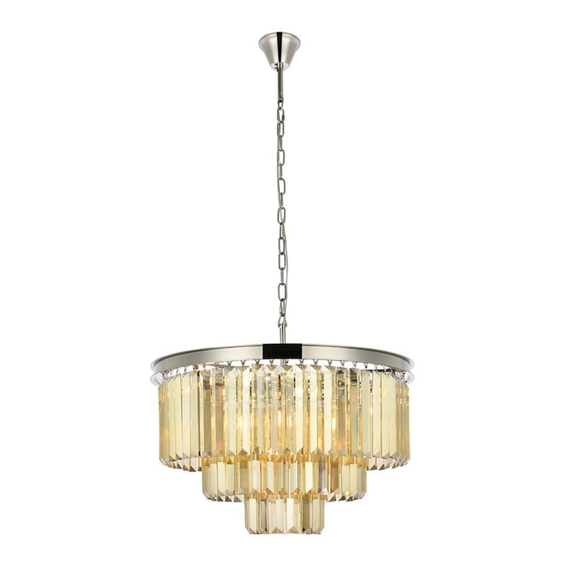 Urban Classic Sydney 9-Light Metal Royal Cut Chandelier in Polished Nickel