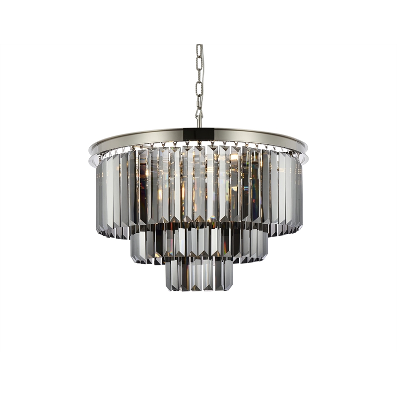 Urban Classic Sydney 9-Light Metal Royal Cut Chandelier in Nickel Finish