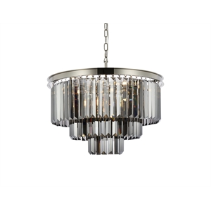 Urban Classic Sydney 9-Light Metal Royal Cut Chandelier in Nickel Finish