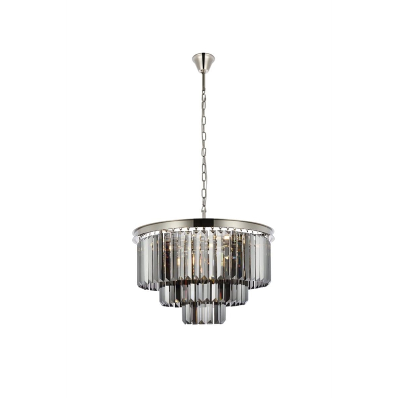 Urban Classic Sydney 9-Light Metal Royal Cut Chandelier in Nickel Finish