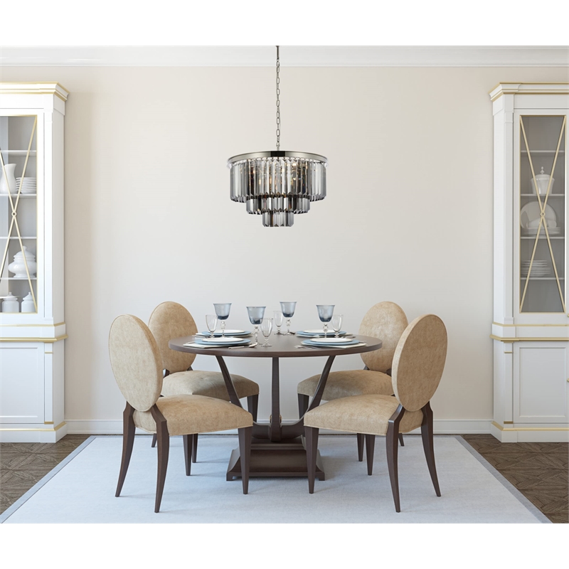 Urban Classic Sydney 9-Light Metal Royal Cut Chandelier in Nickel Finish