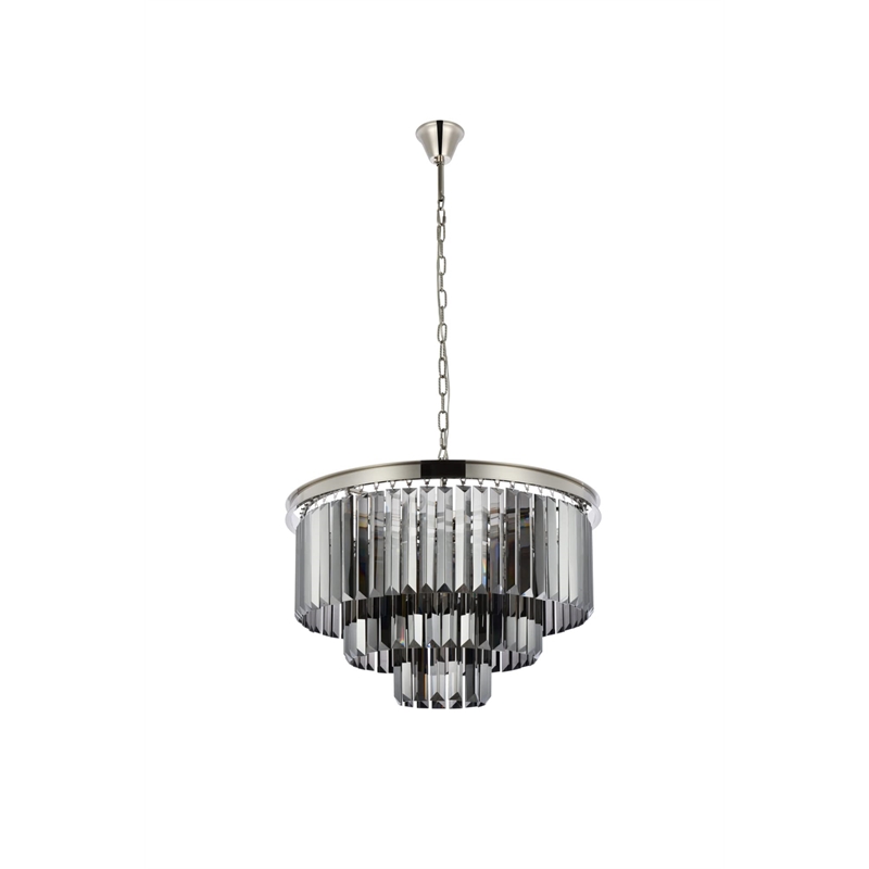 Urban Classic Sydney 9-Light Metal Royal Cut Chandelier in Nickel Finish