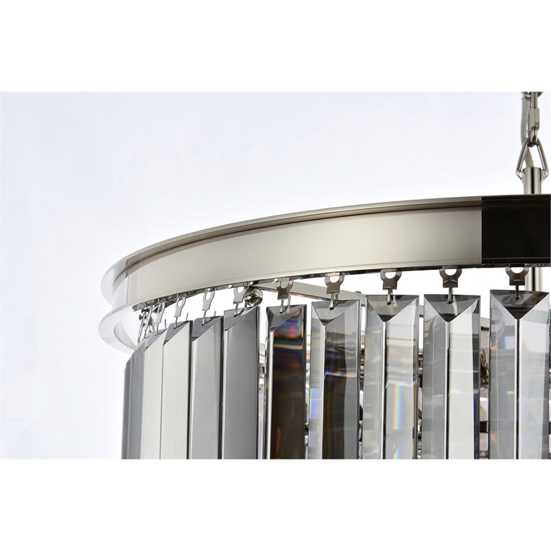 Urban Classic Sydney 9-Light Metal Royal Cut Chandelier in Nickel Finish