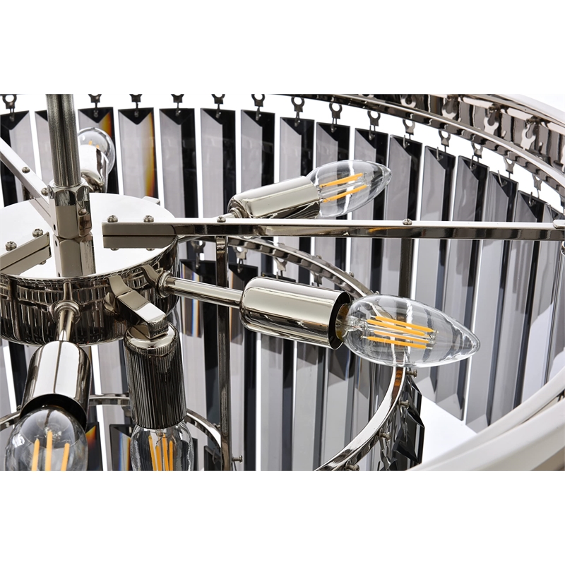 Urban Classic Sydney 9-Light Metal Royal Cut Chandelier in Nickel Finish