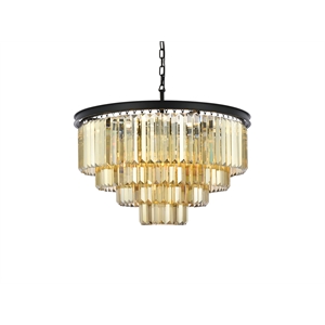 Urban Classic Sydney 17-Light Metal Royal Cut Chandelier in Matte Black