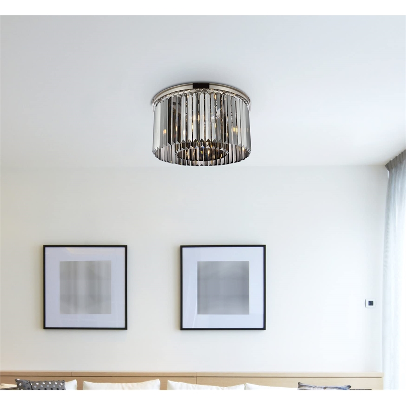 Urban Classic Sydney 8-Light Metal Royal Cut Flush Mount in Nickel