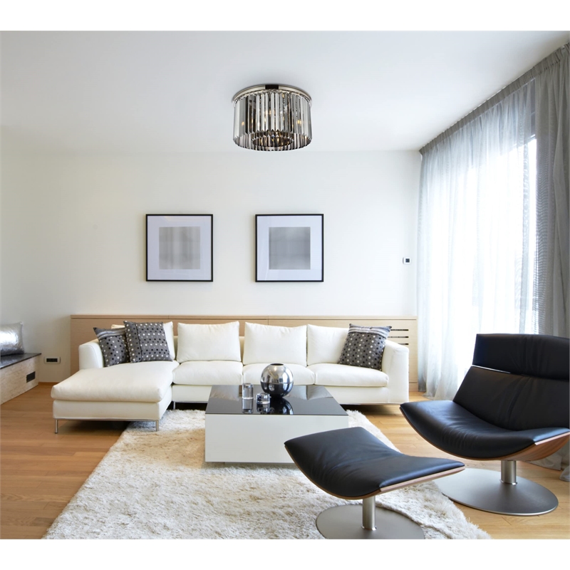 Urban Classic Sydney 8-Light Metal Royal Cut Flush Mount in Nickel