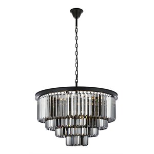 Urban Classic Sydney 17-Light Metal Royal Cut Chandelier in Matte Black