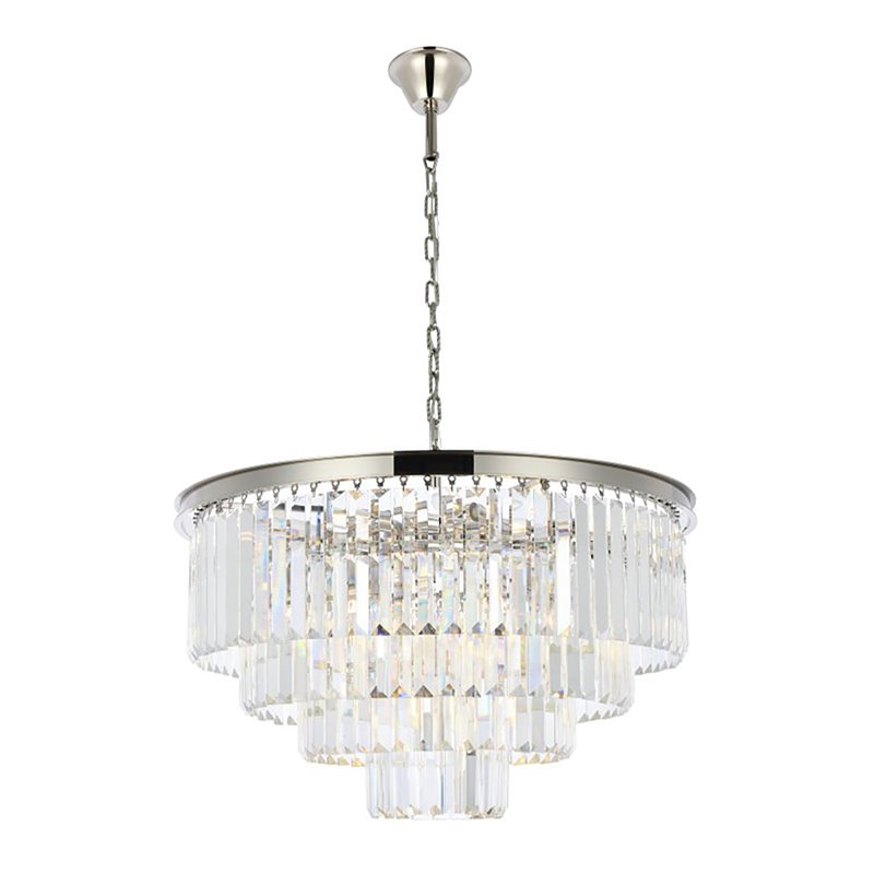 Urban Classic Sydney 17-Light Metal Royal Cut Chandelier in Polished Nickel