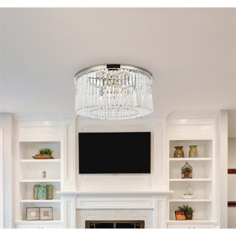 Urban Classic Sydney 8-Light Metal Royal Cut Flush Mount in Nickel Finish