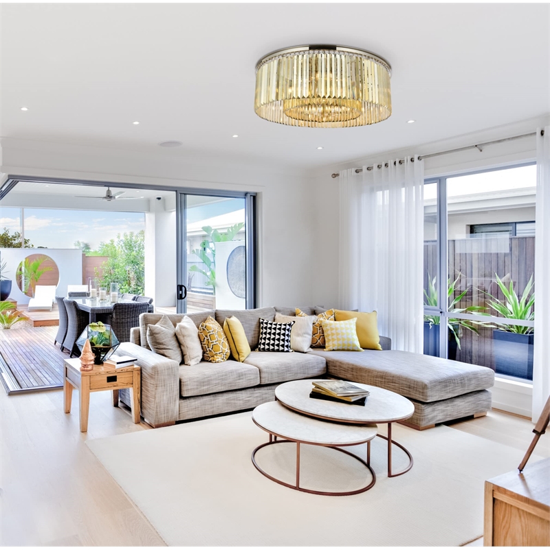 Urban Classic Sydney 10-Light Metal Royal Cut Flush Mount in Matte Black