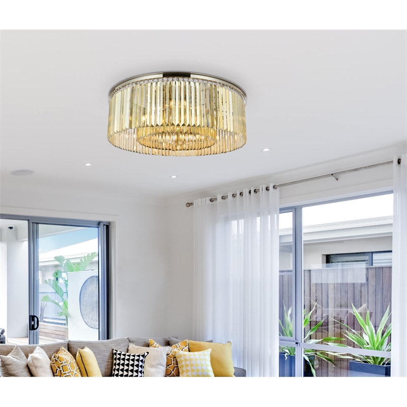 Urban Classic Sydney 10-Light Metal Royal Cut Flush Mount in Matte Black